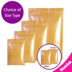 Multi-Size Glossy Foil Mylar Double-Sided Orange Flat Zip Lock Pouch Bag B05