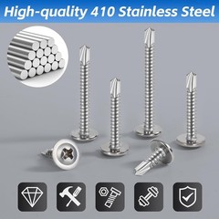 200PCS Sheet Metal Self-Drilling Screws Assortment Kit – #8 Truss Head Stainless