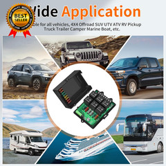 Relay Box Fuse Relay Box 12V Automotive Universal Fuse Panel with 6 Way Relays