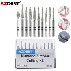 AZDENT Dental FG 1.6mm Diamond Zirconia Cutting Burs for High Speed Handpiece