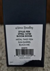 NEW Vera Bradley Ballpoint Pen w Stylus Bloom Boom Floral Design Refillable