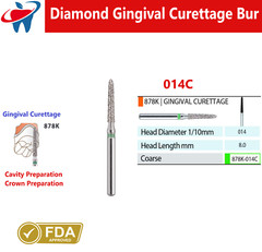 Dental Burs Diamond FG High Speed Gingival Curettage Bur 878K Coarse 014C, 016C