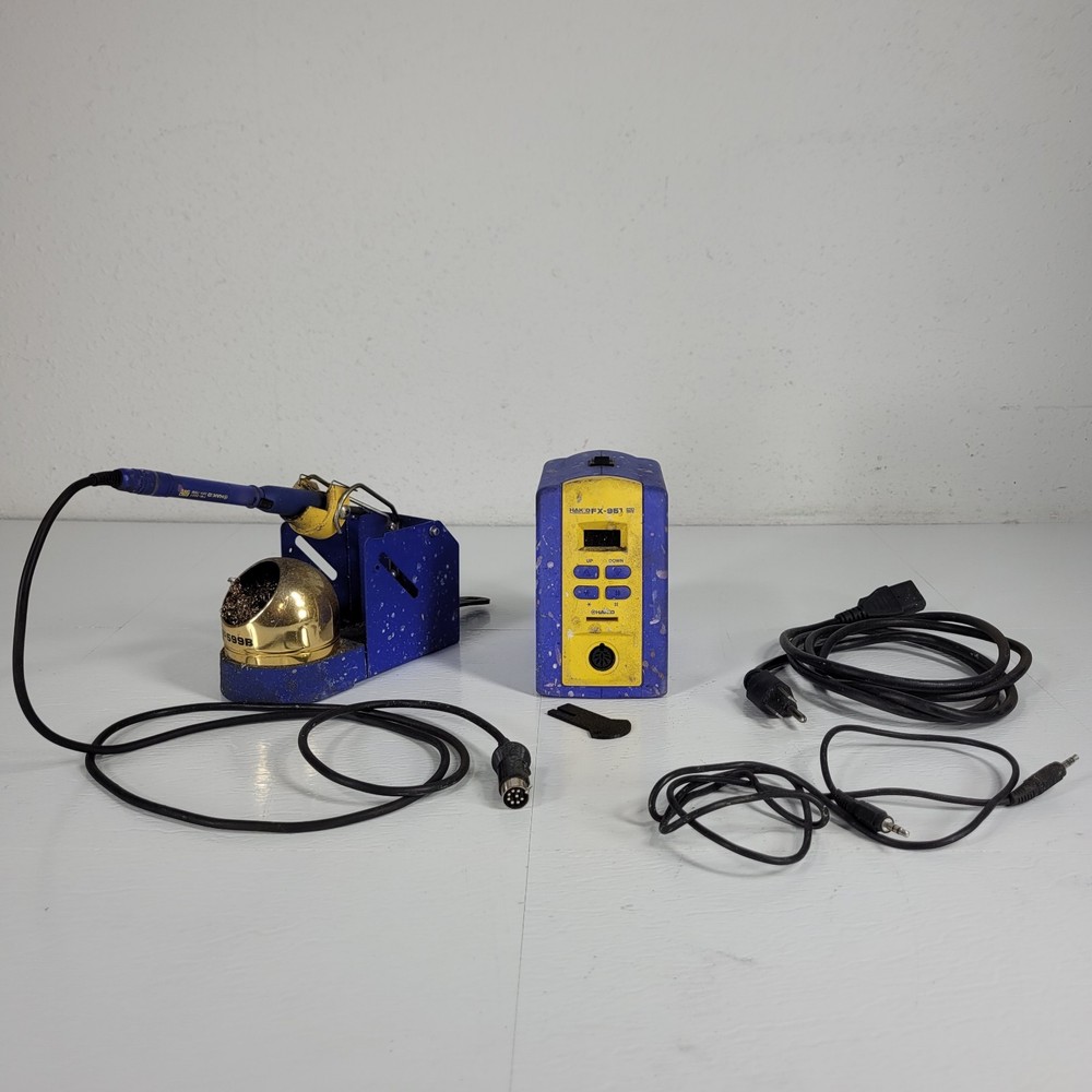 Hakko FX-951 Soldering Station FM-2027 Iron 599B Tip Cleaner Cables Tested