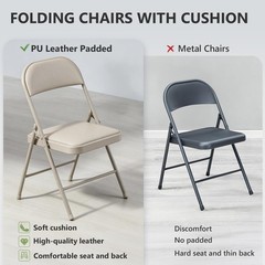 Make Changes Folding Chairs 4 Pack Pu Leather Padded Folding Chairs For Outside