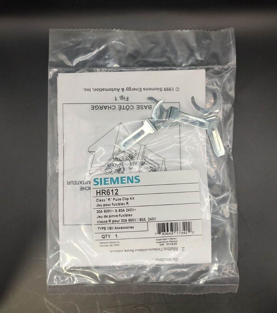 Siemens HR612 Class “R” Fuse Clip Kit, 30A 600v~ & 60A 240v~, Type VBII