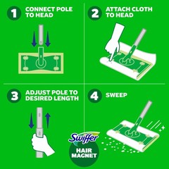 Swiffer Hair Magnet Deluxe Starter Kit, 1 pole, 6 Dry & 2 Wet Cloths
