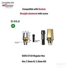 Dental Titanium Cemented straight abutment fits to Osstem Hiossen Mini Regular