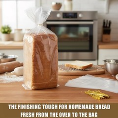 300 Pack Clear Bread Bags with Ties,18x4x8 Inches Plastic Bread Bag Bulk ….