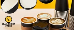 50 Pack 12 oz Coffee Cups with Lids, Black Disposable Coffee Cups with Lids,