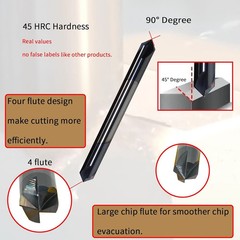 1/4″ 90 Degree 4 Flute Solid Carbide Chamfer Mill – Double End – AlTiN Coated