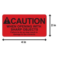 OfficeSmartLabels – 4″x2″ [Caution When Opening with Sharp Object] in Alert R…