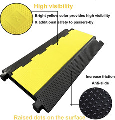 5 Channel Rubber Cable Protector Ramp Traffic Speed Bump 18000Lbs Capacity Heavy