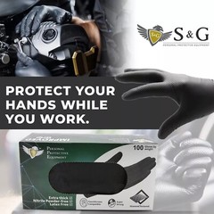 S&G Black Diamond Nitrile Gloves Powder Latex Free 6 Mil 100pcs M/L/XL