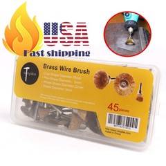 45PC Brass Wire Brush Set for Rust Removal and Polishing Compatible with Rotary