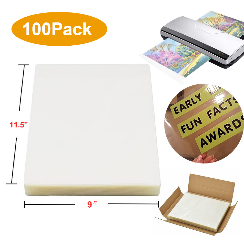 100*Thermal Laminating Pouches 3 Mil Heat Seal A4 Letter 9×11.5″ For Photo/Files