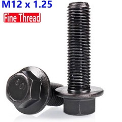 M12 – 1.25 Fine Thread Grade 10.9 Hex Head Flange Screws Frame Bolts Black Oxide