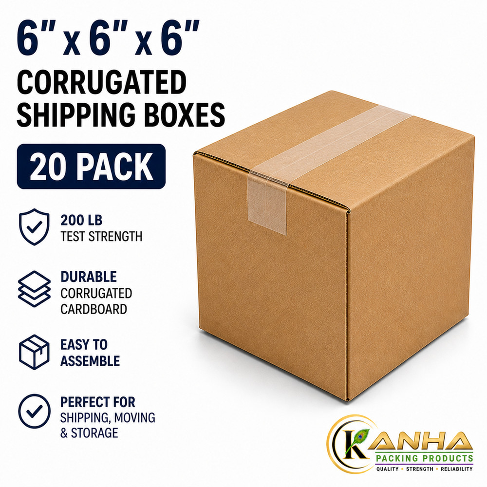 6x6x6 Corrugated Shipping Boxes 200 lb Test Packing Moving Mailing Boxes 20 Pack