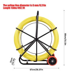 Fish Tape 8mm 150m Fiberglass Rod Cable Puller Wire Reel Rod Duct Rodder