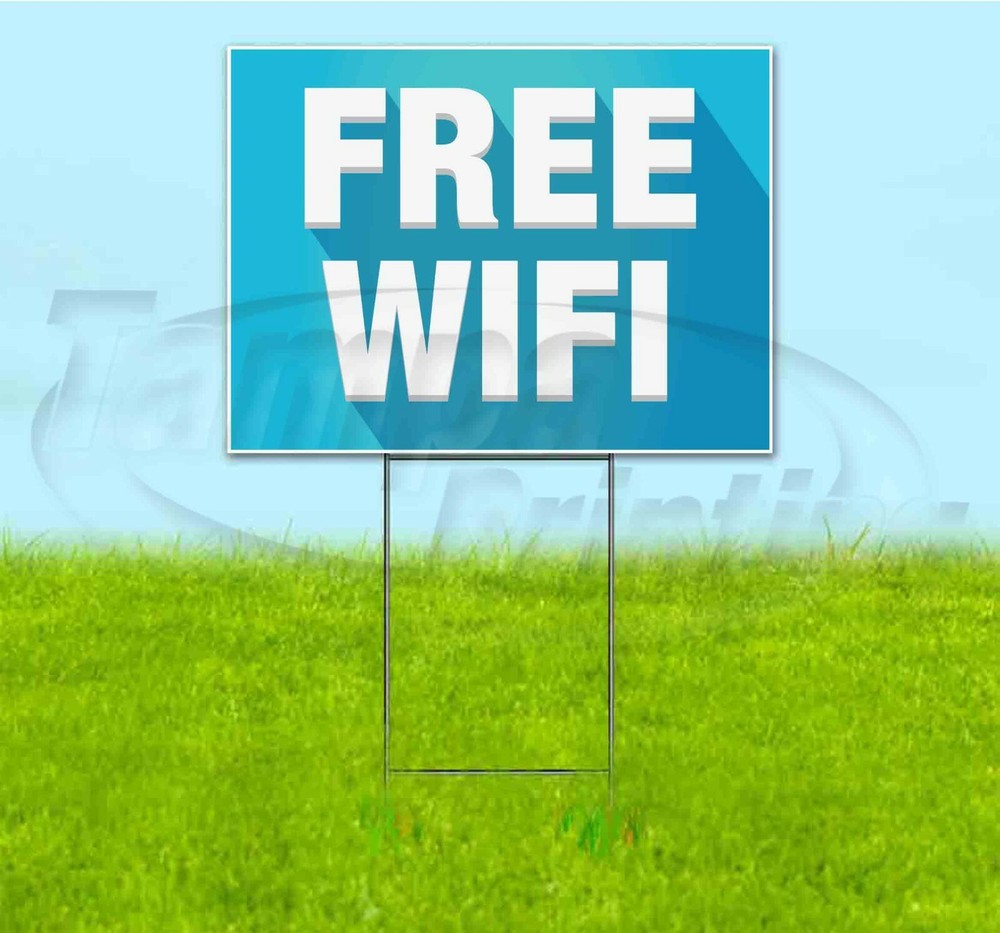 FREE WIFI 18×24 Yard Sign WITH STAKE Corrugated Bandit USA