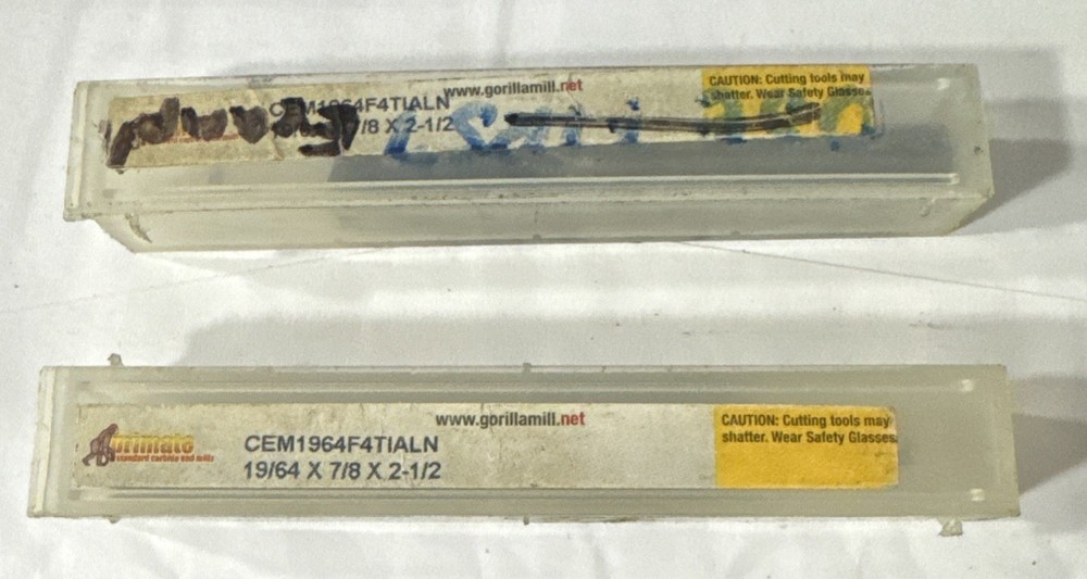 Primate CEM1964B4 19/64″ Diameter 7/8″ Cut 2-1/2″ Carbide End Mill 112. Lot of 2