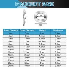 50Pcs 0.31″x0.16″x0.01″ (ODxIDxT) 304 Stainless Steel Wave Spring Washer