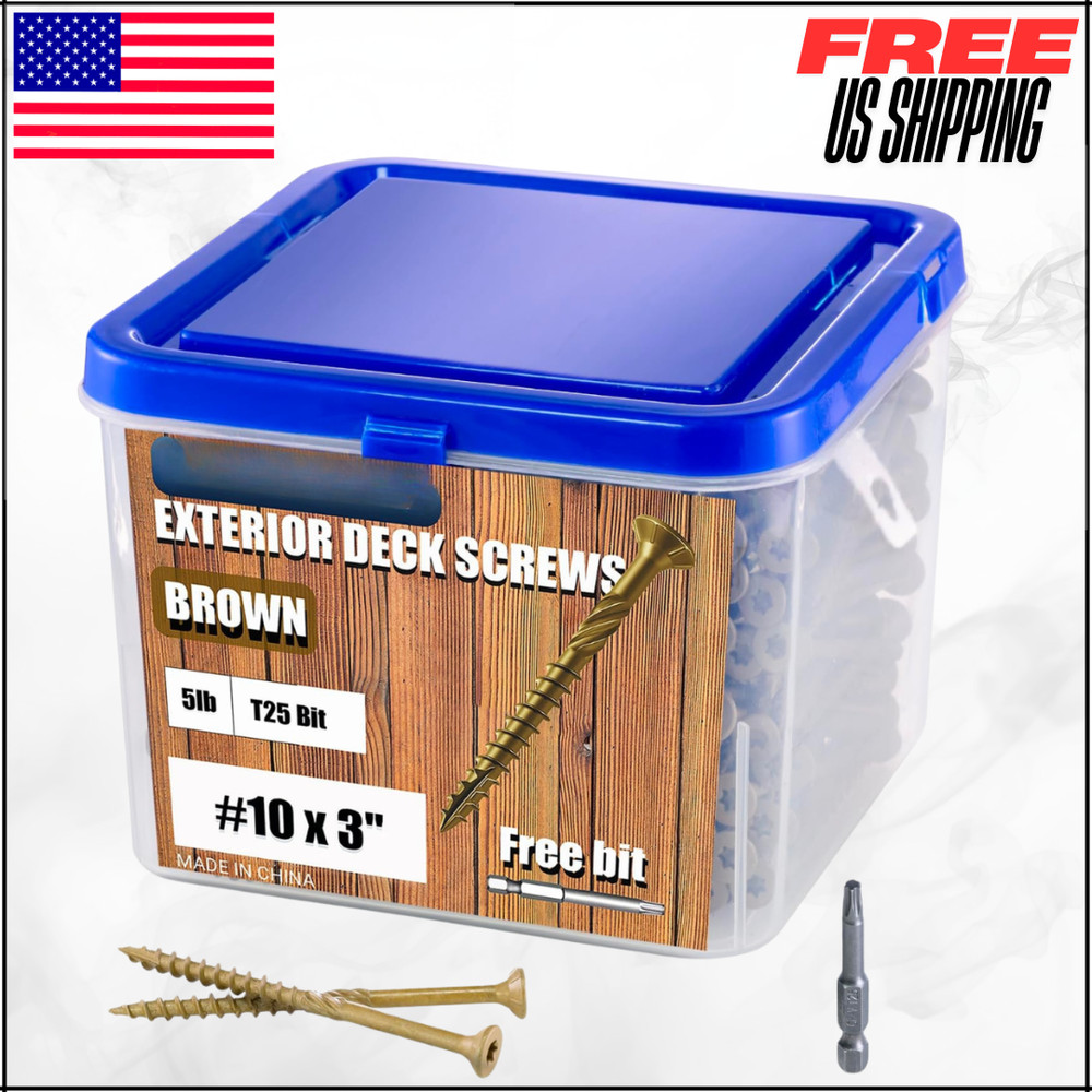 Brown Epoxy Coated Rust Resistant Torx Star Drive #10 X 3″ Deck Screws T25 5 LBS