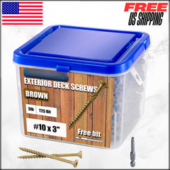 Brown Epoxy Coated Rust Resistant Torx Star Drive #10 X 3″ Deck Screws T25 5 LBS