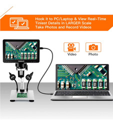 Microscopio LCD 7″ 1200X 12MP 1080P con Soporte Metálico y SD 32GB