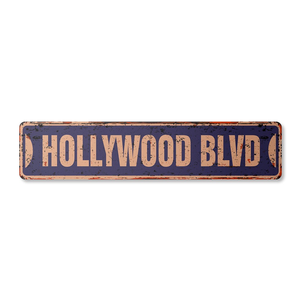 HOLLYWOOD BLVD Vintage Street Sign california boulevard CA tinsel town