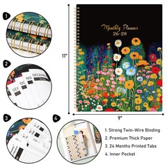 2026 2027 2028 Monthly Planner 24 Month Tabs 8.5×11 Year Calendar