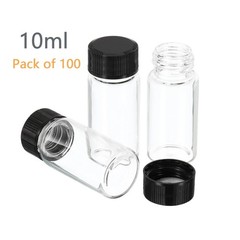 100PCS 10ml Clear Glass Vials Borosilicate Glass Vials Sample Vials w/ Screw Cap