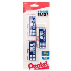 Hi-Polymer Block Eraser, Latex Free, White, Pack of 3 Erasers