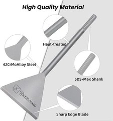 SDS Max Chisel, 6 Inch Wide Floor Scraper Tile Removal Scraping Chisel Bits