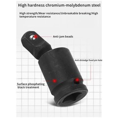 3PCS Impact Rated Universal Joint Socket Set 1/4″ 3/8″ 1/2″ Drive Swivel Adapter