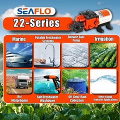 SEAFLO 22-Series Water Pump – 12V, 1.3 GPM, 100 PSI – Water Pressure Pump