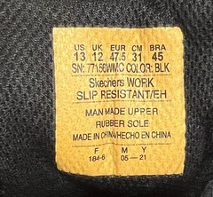 New Skechers Work 77156 Memory Foam Slip Resistant Black Lace Shoes Size 13 Wide