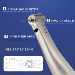 Dental Electric Micro Motor LED 1:5 Red Contra Angle Handpiece Fiber Optic Kit