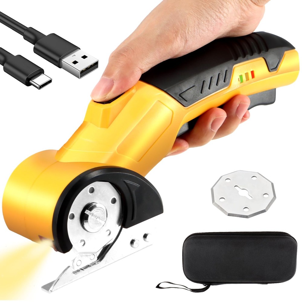 Cordless Scissors, 4V 2000mAh Portable Cordless Rotary Scissors -with Blades,…