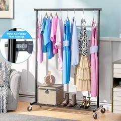 Clothing Clothes Rack on Wheels Heavy Duty Portable Wardrobe Storage