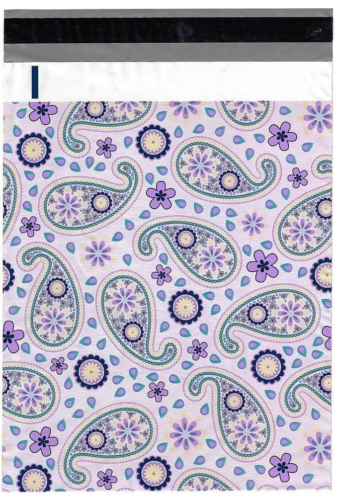 200 Bags 100 10×13 Purple Paisley, 100 10×13 Lets Go Shop Designer Poly Mailer