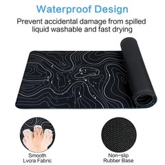 Gaming Mouse Pad Large 31.5 x 11.8in Topographic 11.8″ x 31.5″, Black