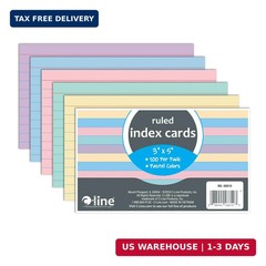 C-Line 3” x 5” Index Cards, Assorted Colors, Ruled, 100/PK (48810)
