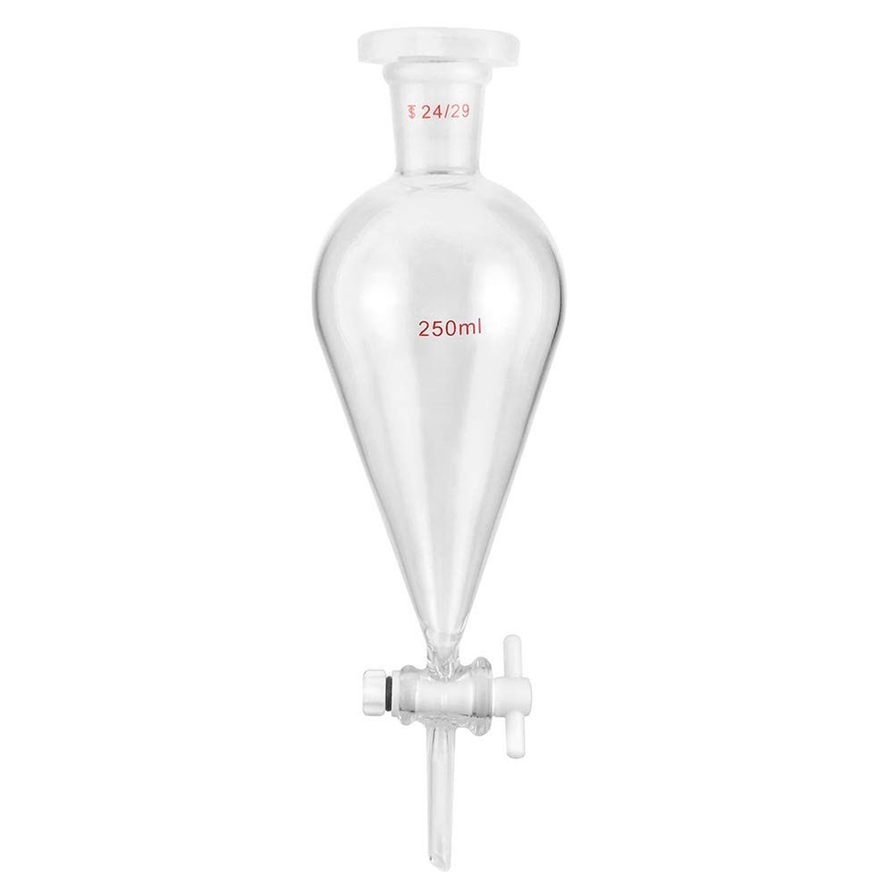 Separating Laboratory Funnel with PTFE Plug 250ml 24/29 Joints QWORK