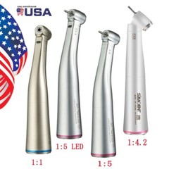 Dental 1:1 /1:4.2/1:5 LED Fiber Optic Contra Angle Handpeice Push Button Fit NSK