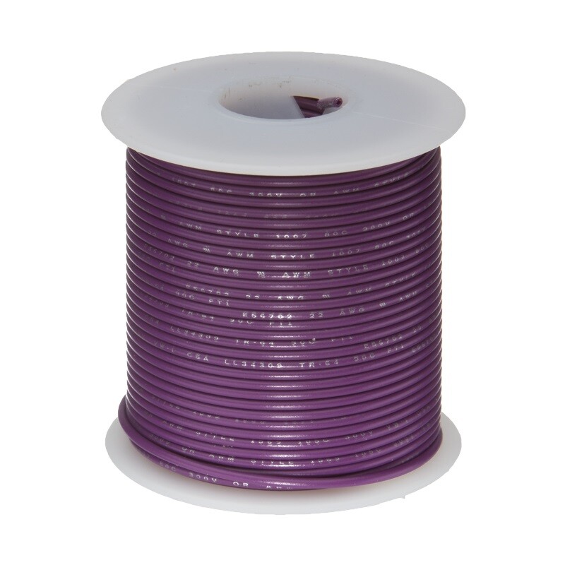 14 AWG Stranded Hook Up Wire, Violet, 25 ft, 0.138″ Dia, UL3173, 600V