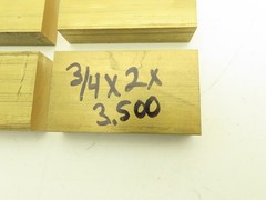 360 Yellow Brass Stock Rectangle Flat Bar 3/4″x 2″x 3-1/2″L Lot of 4pcs
