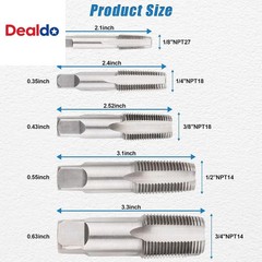 5-Piece NPT Pipe Tap Set, NPT Tap and Die Set with 1/8″, 1/4″, 3/8″, 1/2″ and 3/