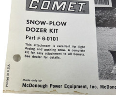 Snapper Comet Riding Mower Grass Catcher / Snow Plow Dozer Kit Ad Page