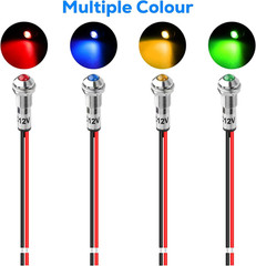 Linkstyle 8Mm 12V LED Indicator Light: 8PCS Panel Mount, Waterproof Metal Dash L