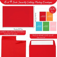 Fuutreo 500 Counts 5 Colors 6 X 9 Inch Envelopes Self Adhesive Security Catalog